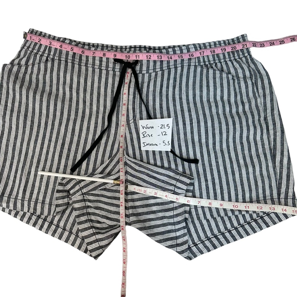 LANE BRYANT Shorts Plus 20 Stripes Linen Blend Stretch Waist Drawstring - Picture 3 of 8